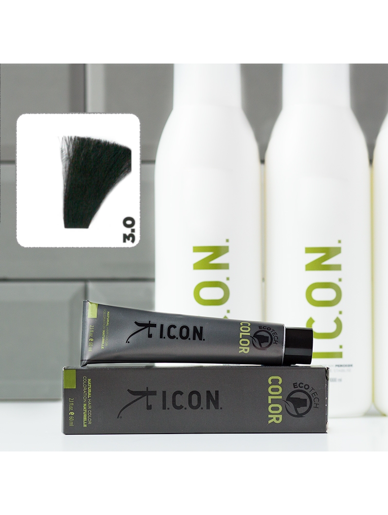 Vopsea de păr ICON Color Șaten Închis 3.0 fără alcool, amoniac sau PPD