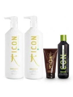Curly ICON Treatment - Organiczny szampon i odżywka 1 litr + proteiny + krem do loków