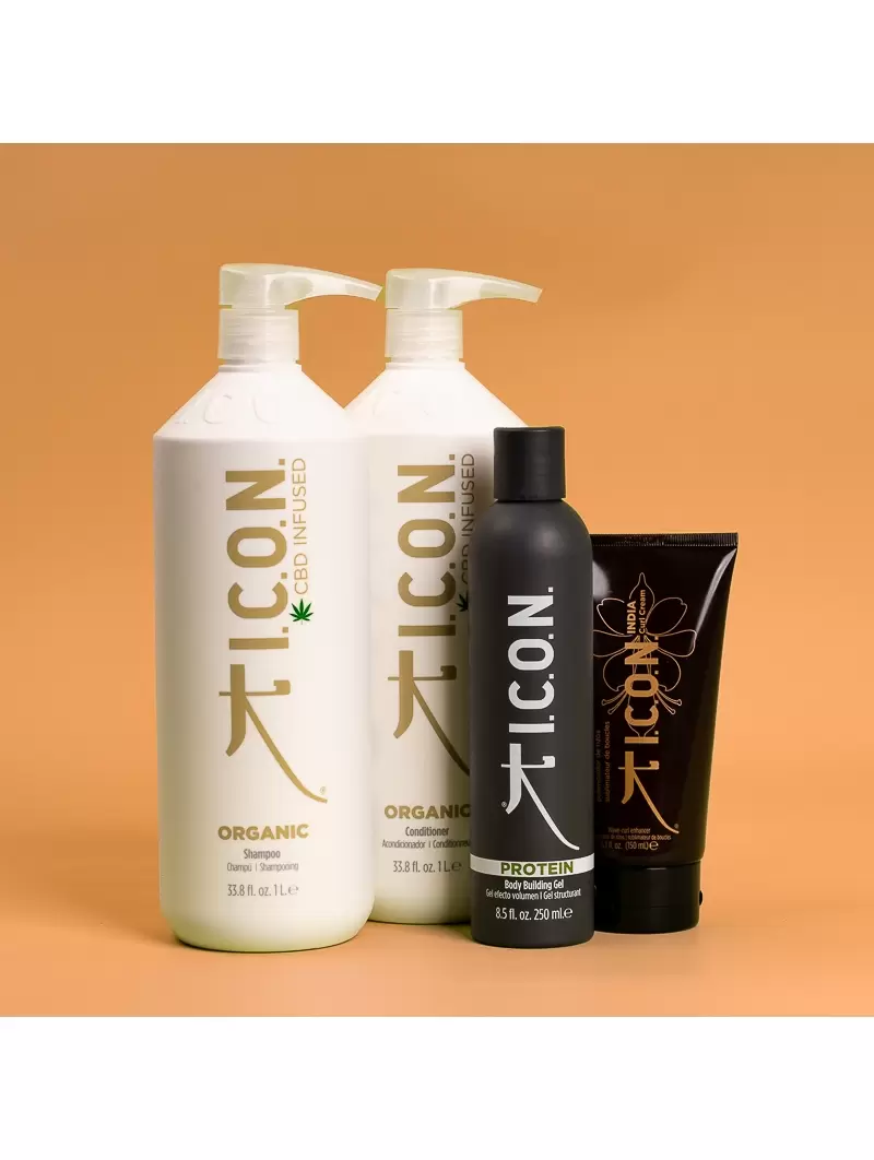 Metoda Curly ICON - Șampon și balsam organic 1 litru + proteine + cremă pentru bucle